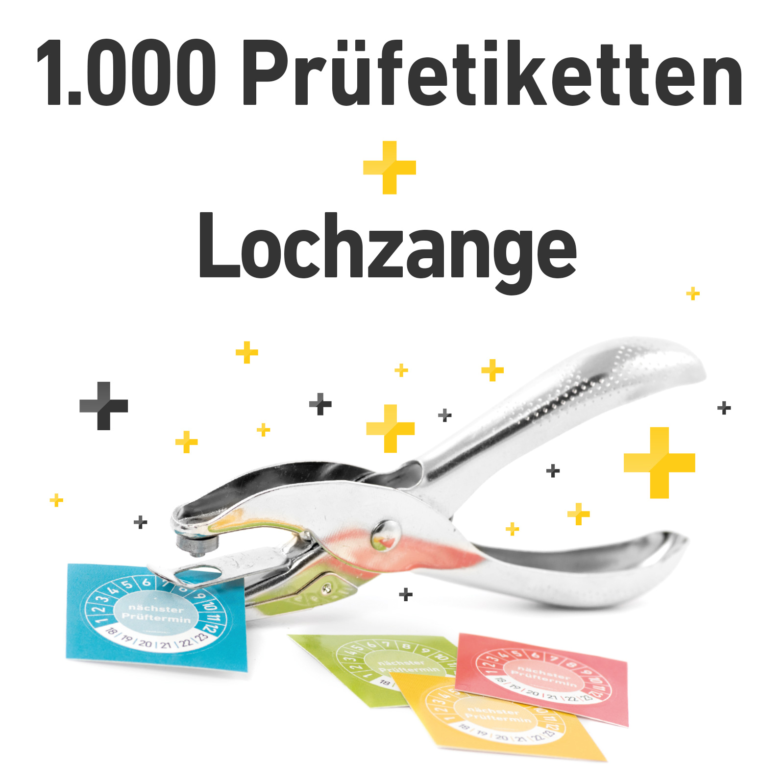 1.000 Prüfetiketten + Lochzange | SET