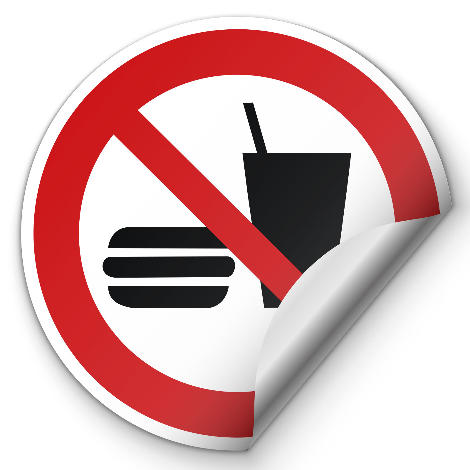 Aufkleber Essen und Trinken verboten Hinweis Verbotszeichen ISO7010 P022 SET