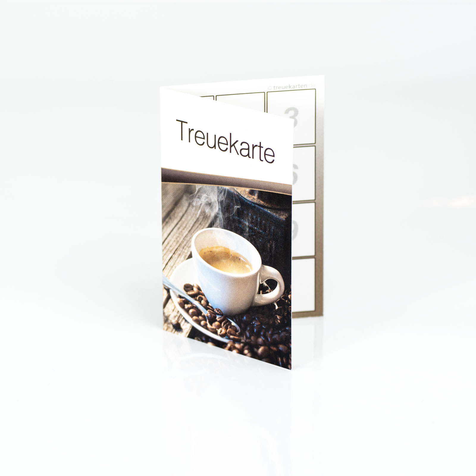 Treuekarte Bonuskarte "Kaffee" Klappkarte Kundenkarte Premium Perlmutt Papier