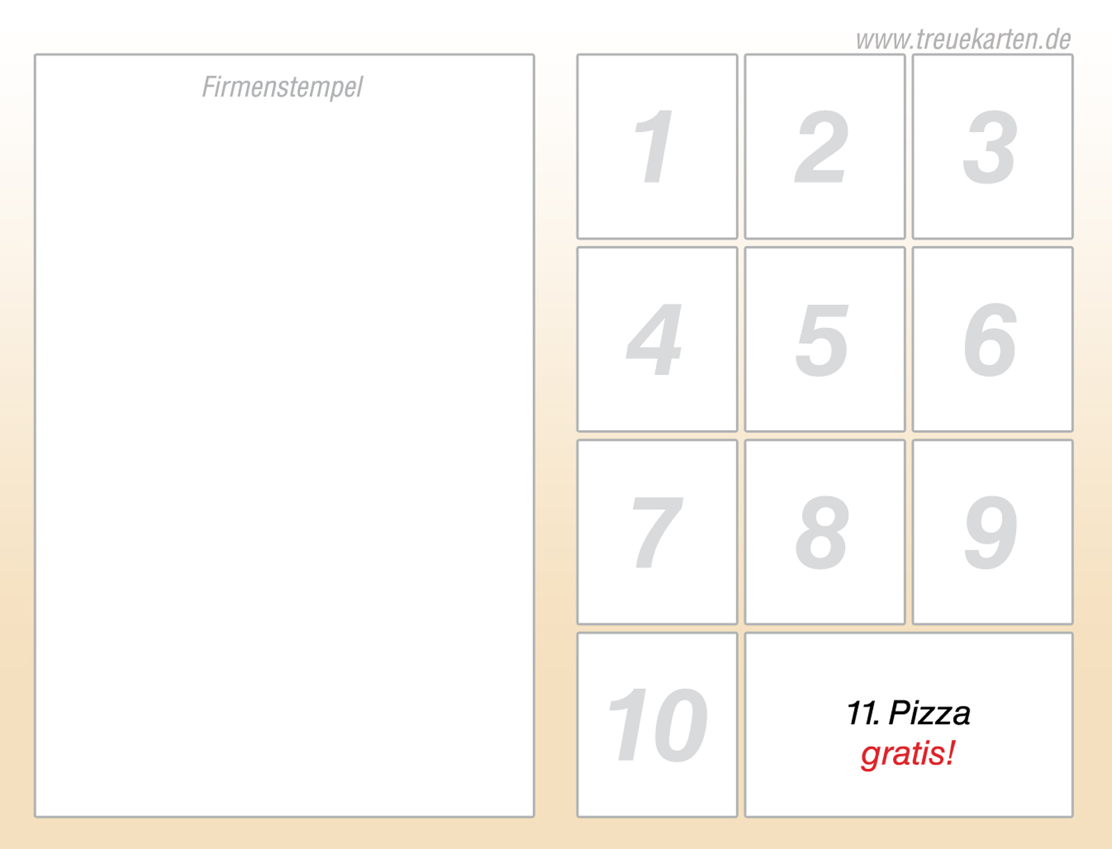 Treuekarte Bonuskarte "Pizzeria" Kundenkarte Stempelkarte Premium Papier Perlmutt