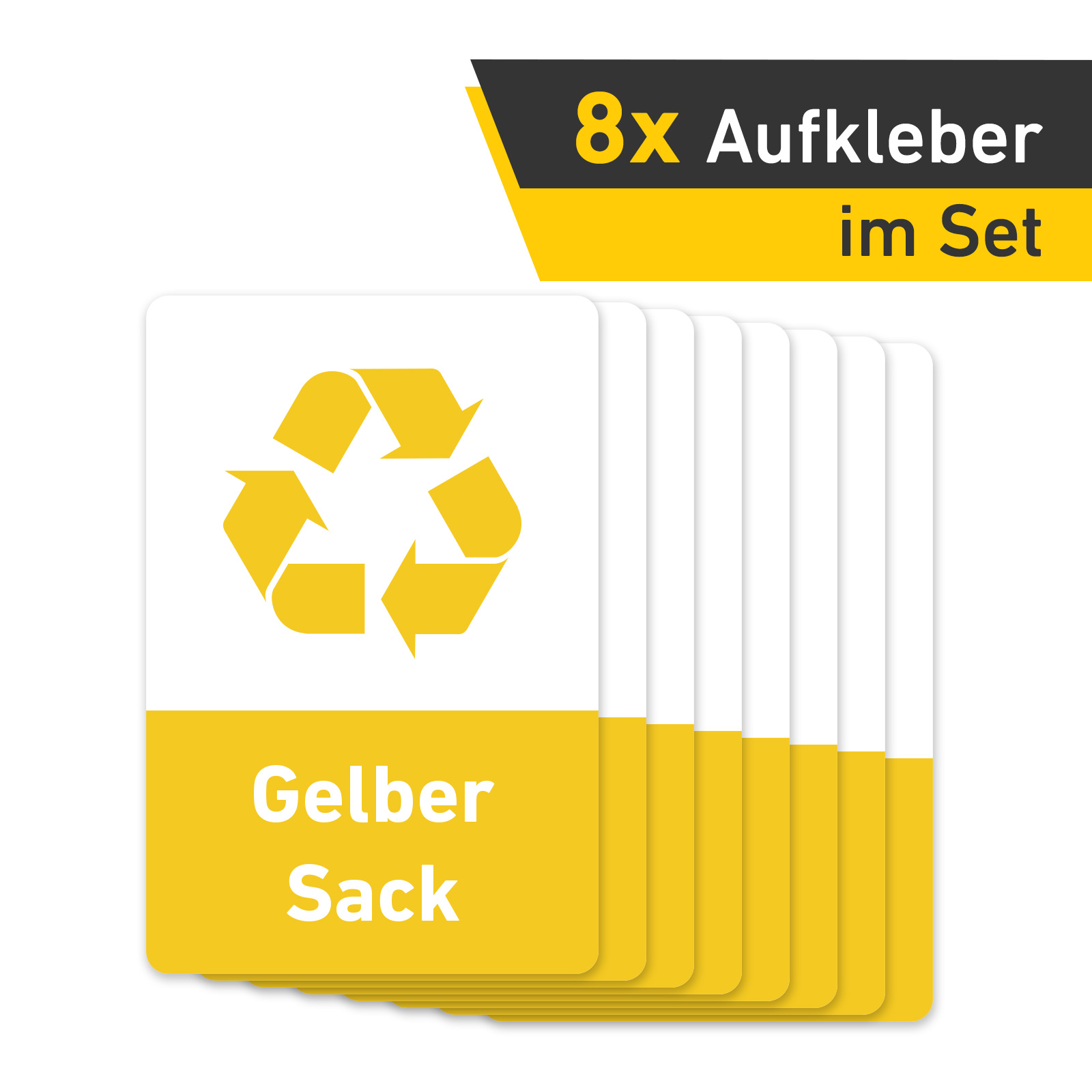 Recycling Aufkleber 8er Set Gelber Sack Mülltonnen Mülleimer