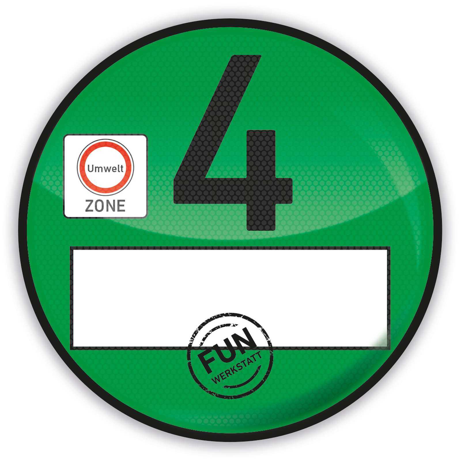 Haftfolie Euro 4 Plakette grün Umweltplakette Feinstaubplakette Spassplakette